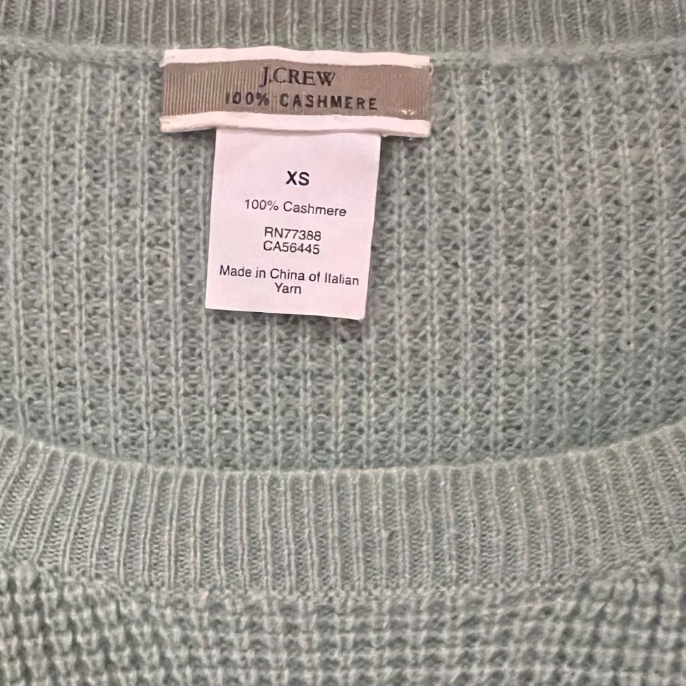 J. Crew Cashmere Crewneck Pullover Zipper Details Fitted Green Sweater Size XS‎